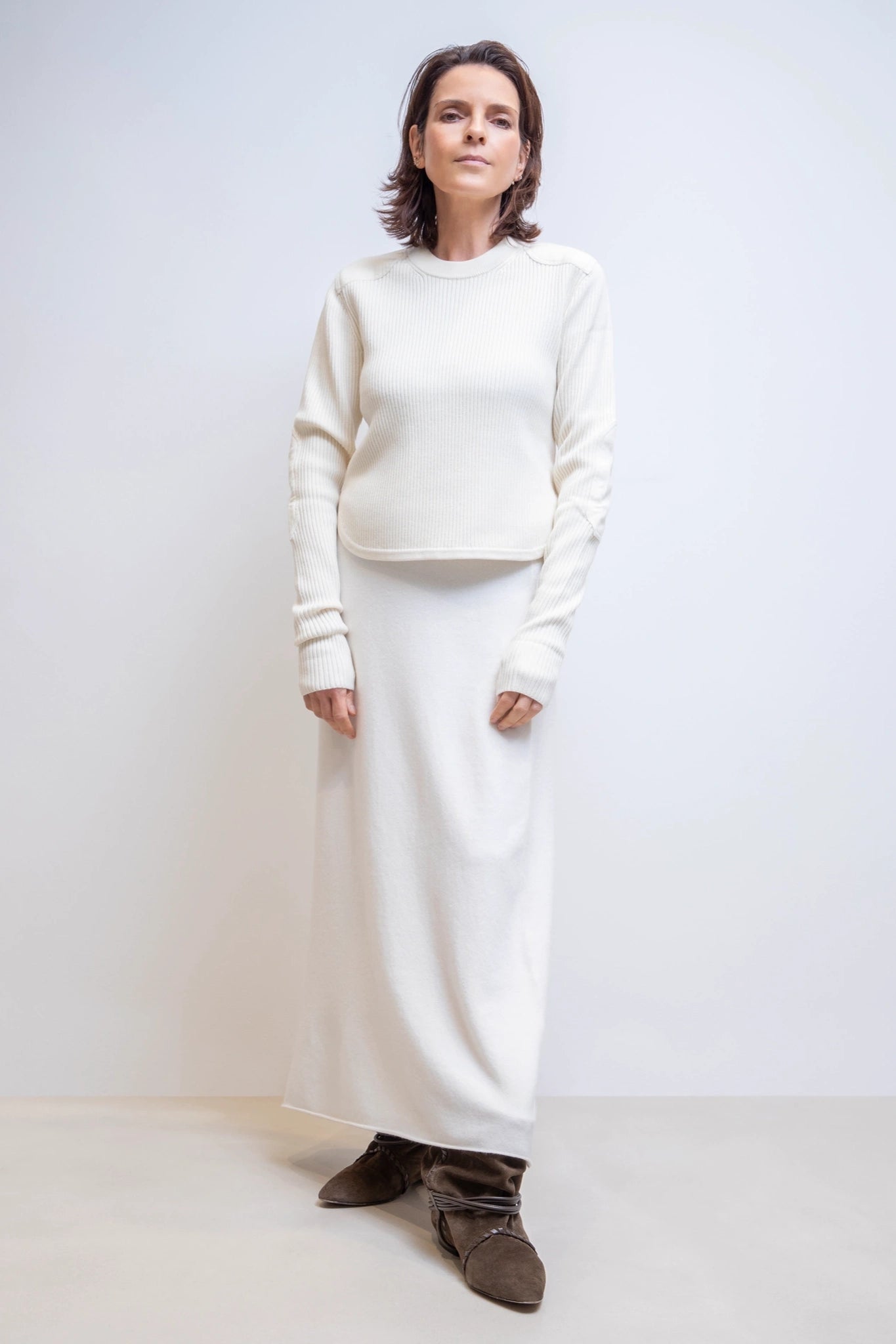 Cashmere knitted skirt Parker in Ivory