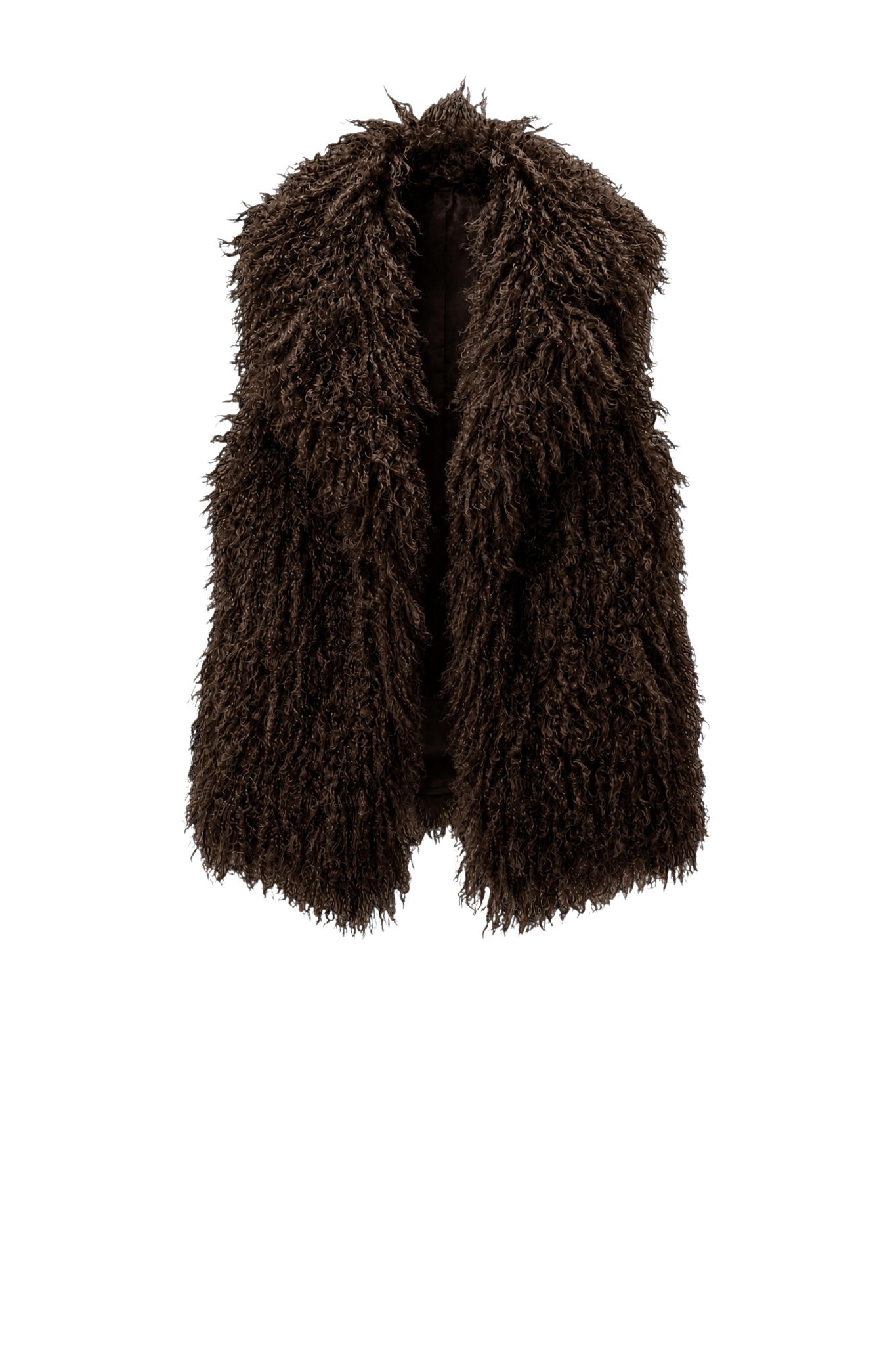 Weste Faux Fur in Dark Brown