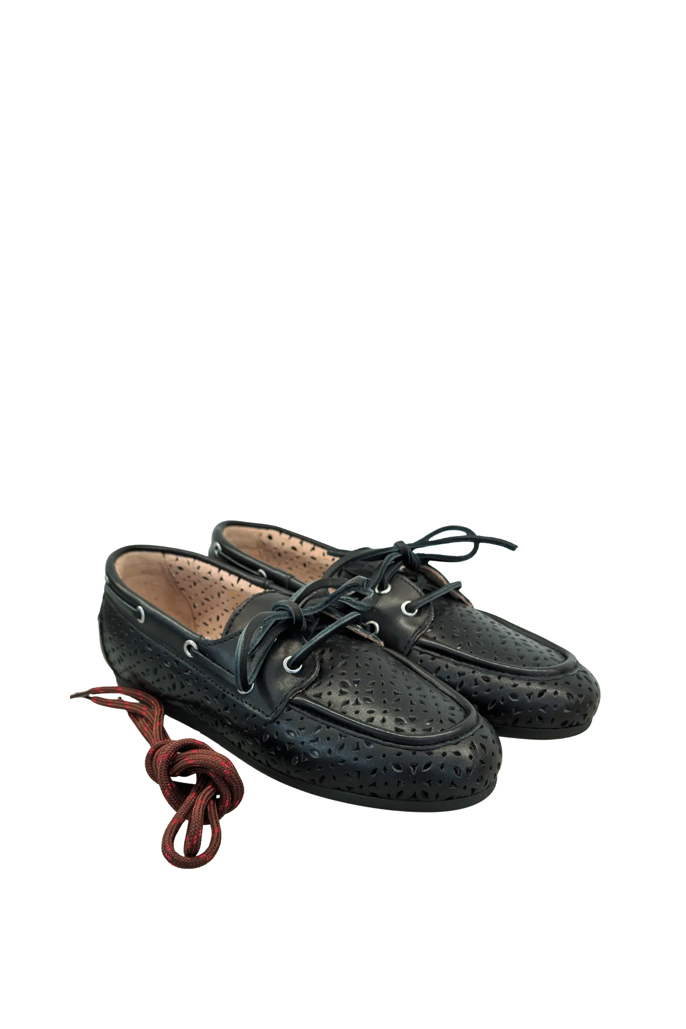 Boat Loafer Perforated Leather in Black