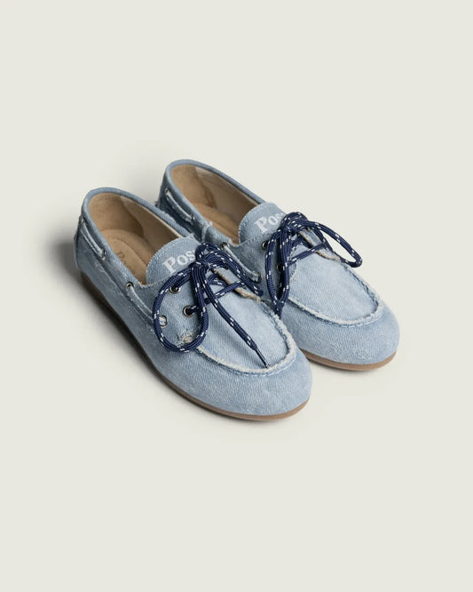 Boat Loafer Brushed Denim in Light Blue