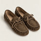 Boat Loafer Wrinkle Brushed Suede in Dark Brown