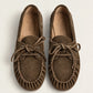 Boat Loafer Wrinkle Brushed Suede in Dark Brown