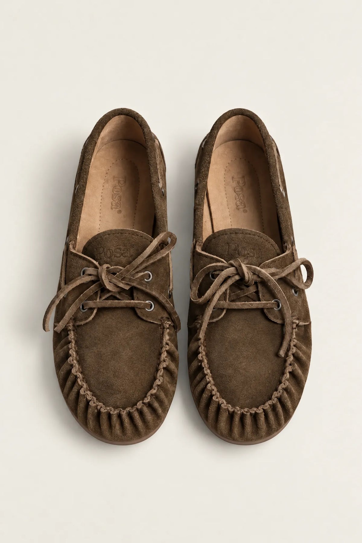 Boat Loafer Wrinkle Brushed Suede in Dark Brown