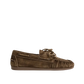 Boat Loafer Wrinkle Brushed Suede in Dark Brown