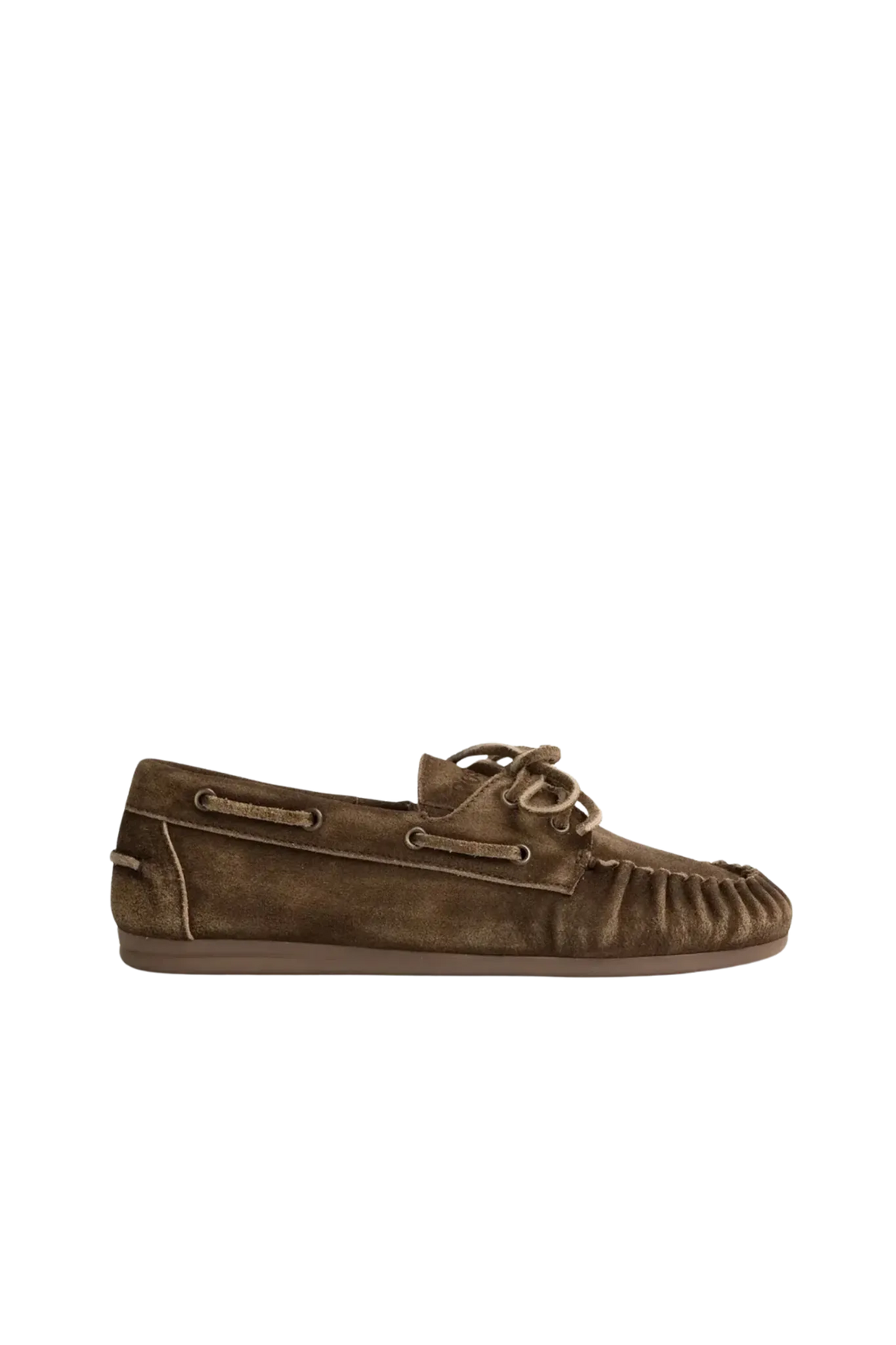 Boat Loafer Wrinkle Brushed Suede in Dark Brown
