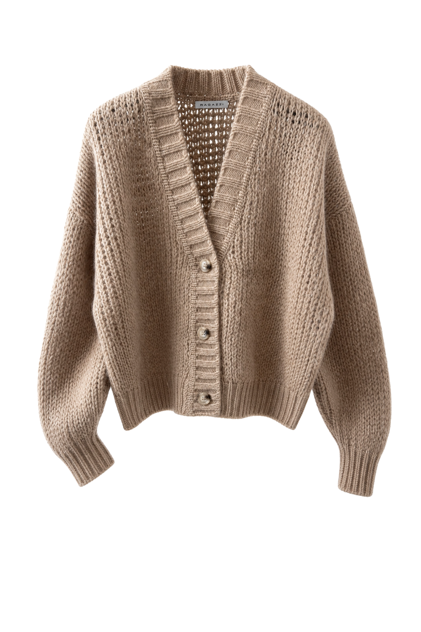 Cardigan Cropped V-Neck in Mid Natural
