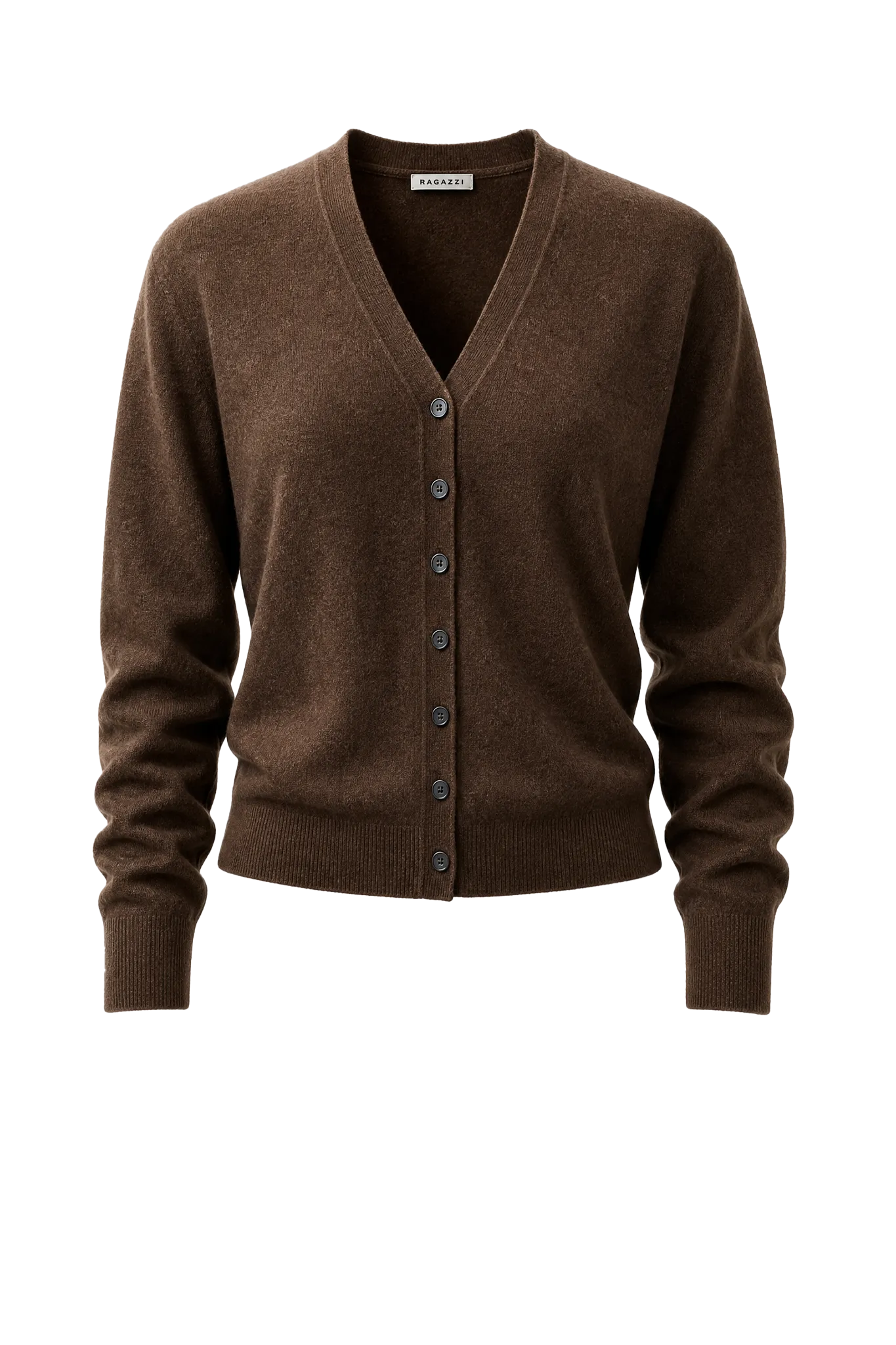 Cashmere Cardigan V-Neck in Dark Brown