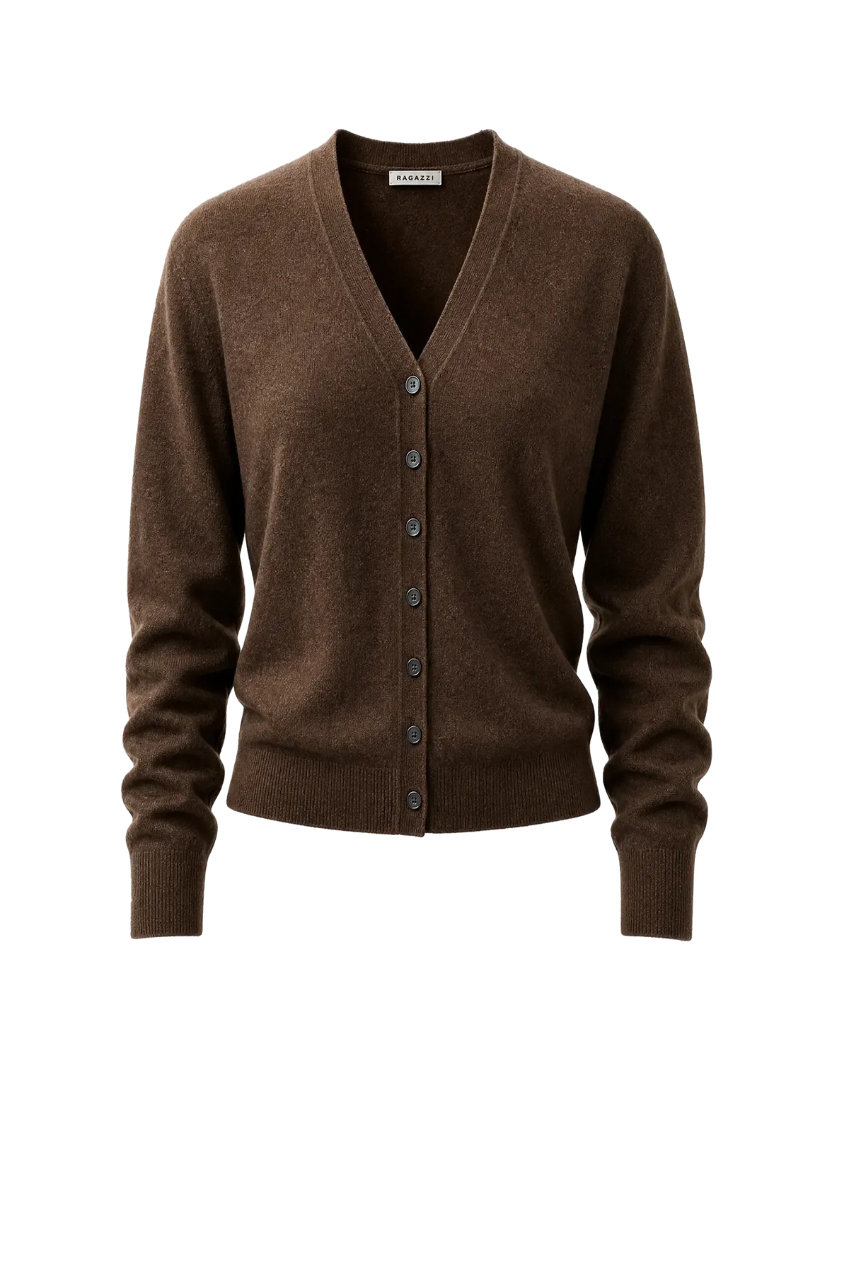 Cashmere Cardigan V-Neck in Dark Brown