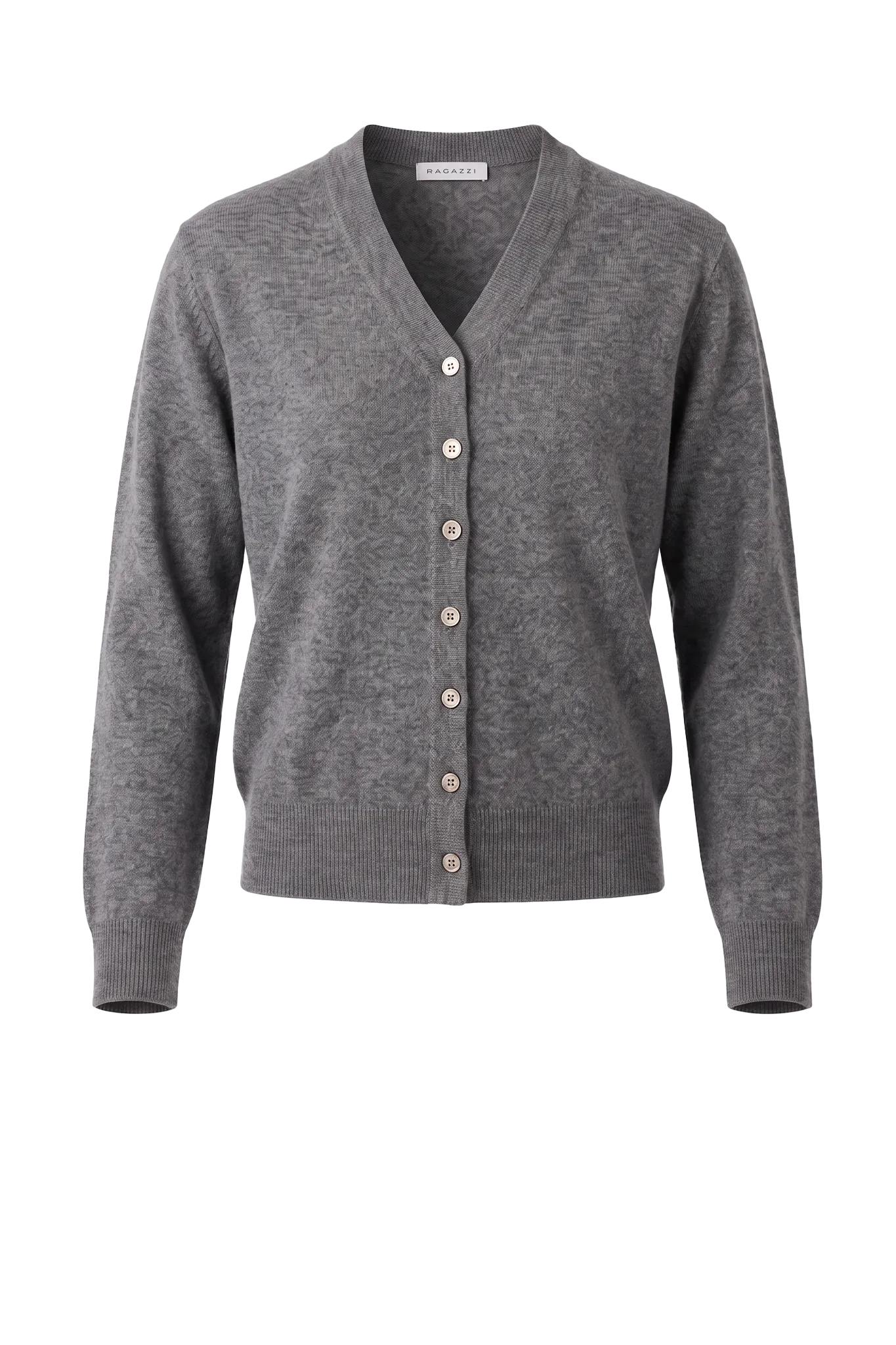 Cashmere Cardigan V-Neck in Dark Grey Melange