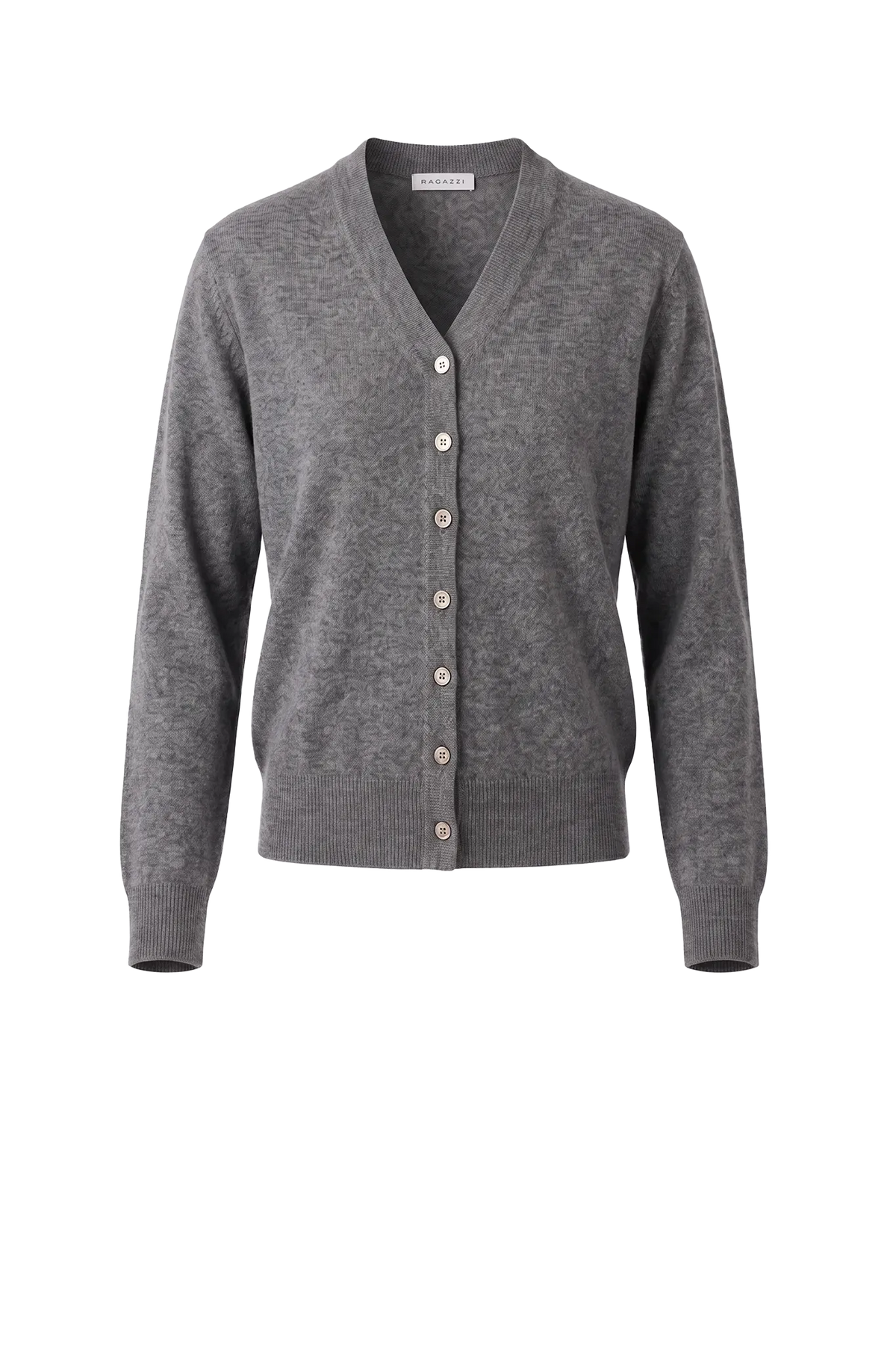 Cashmere Cardigan V-Neck in Dark Grey Melange