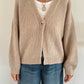 Cardigan V-Neck Ballon Sleeve in Mid Natural