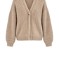 Cardigan V-Neck Ballon Sleeve in Mid Natural