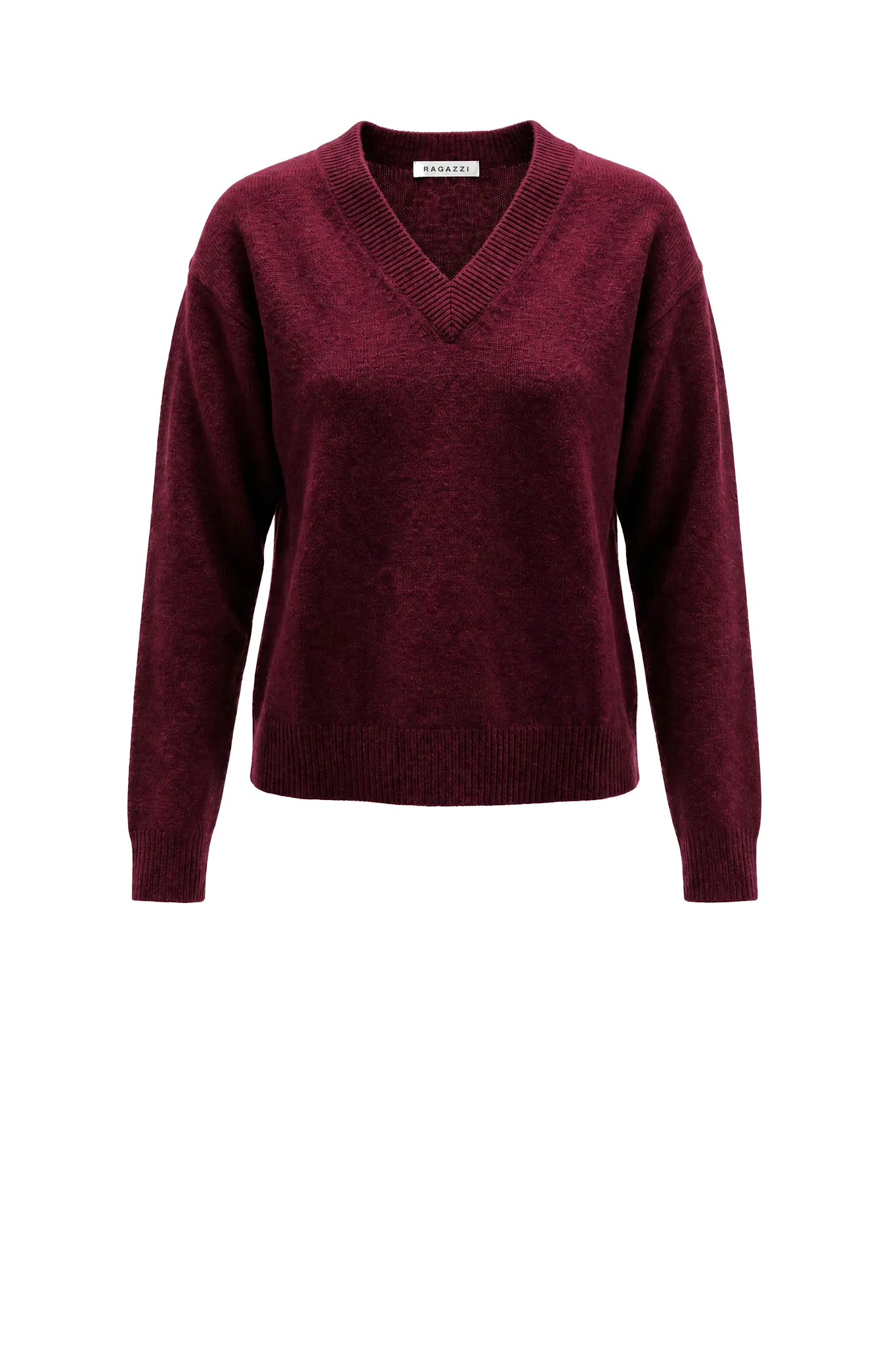 Cashmere Pullover V-Neck in Bordeaux
