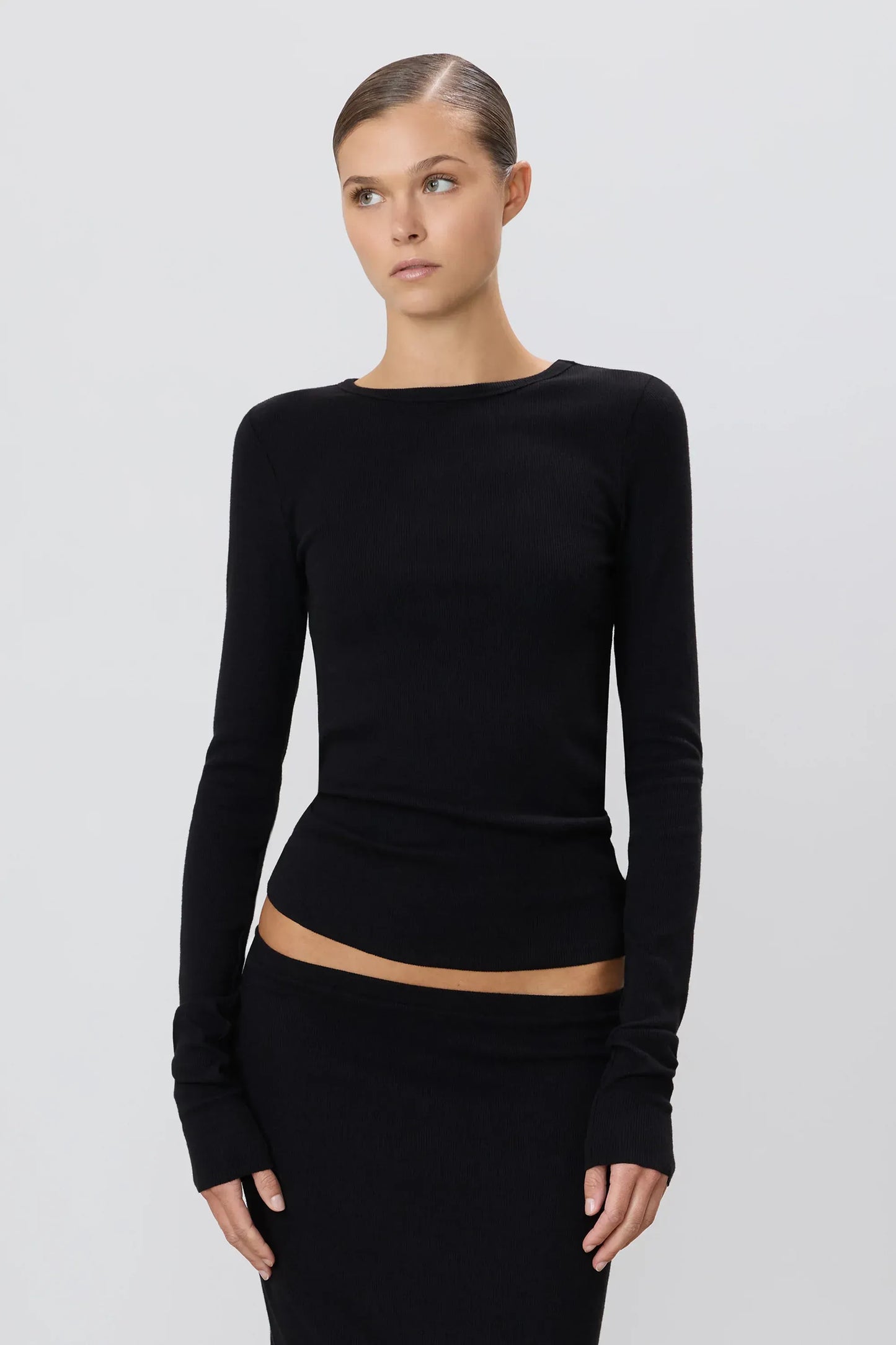 Longsleeve Fitted Top in Black