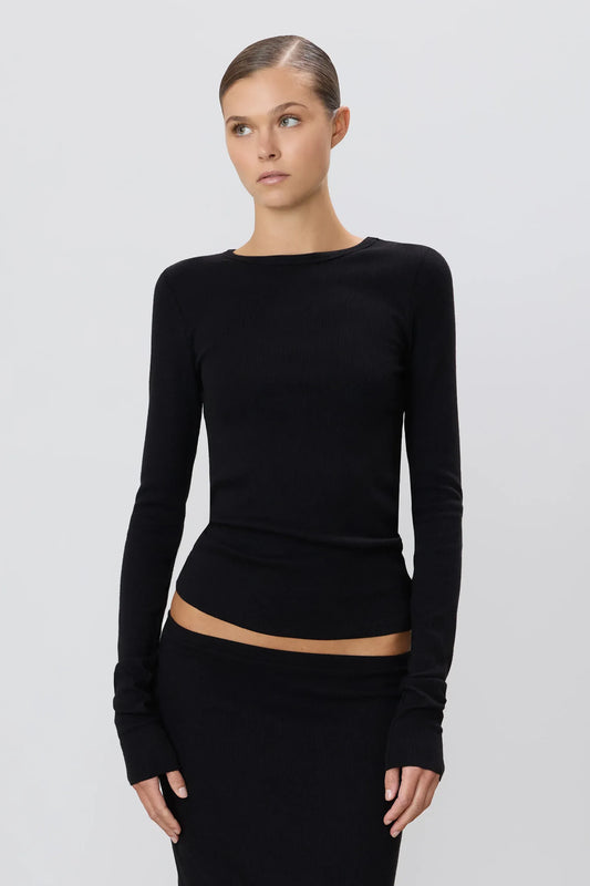Longsleeve Fitted Top in Black