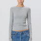Longsleeve Fitted Top in Heather Grey