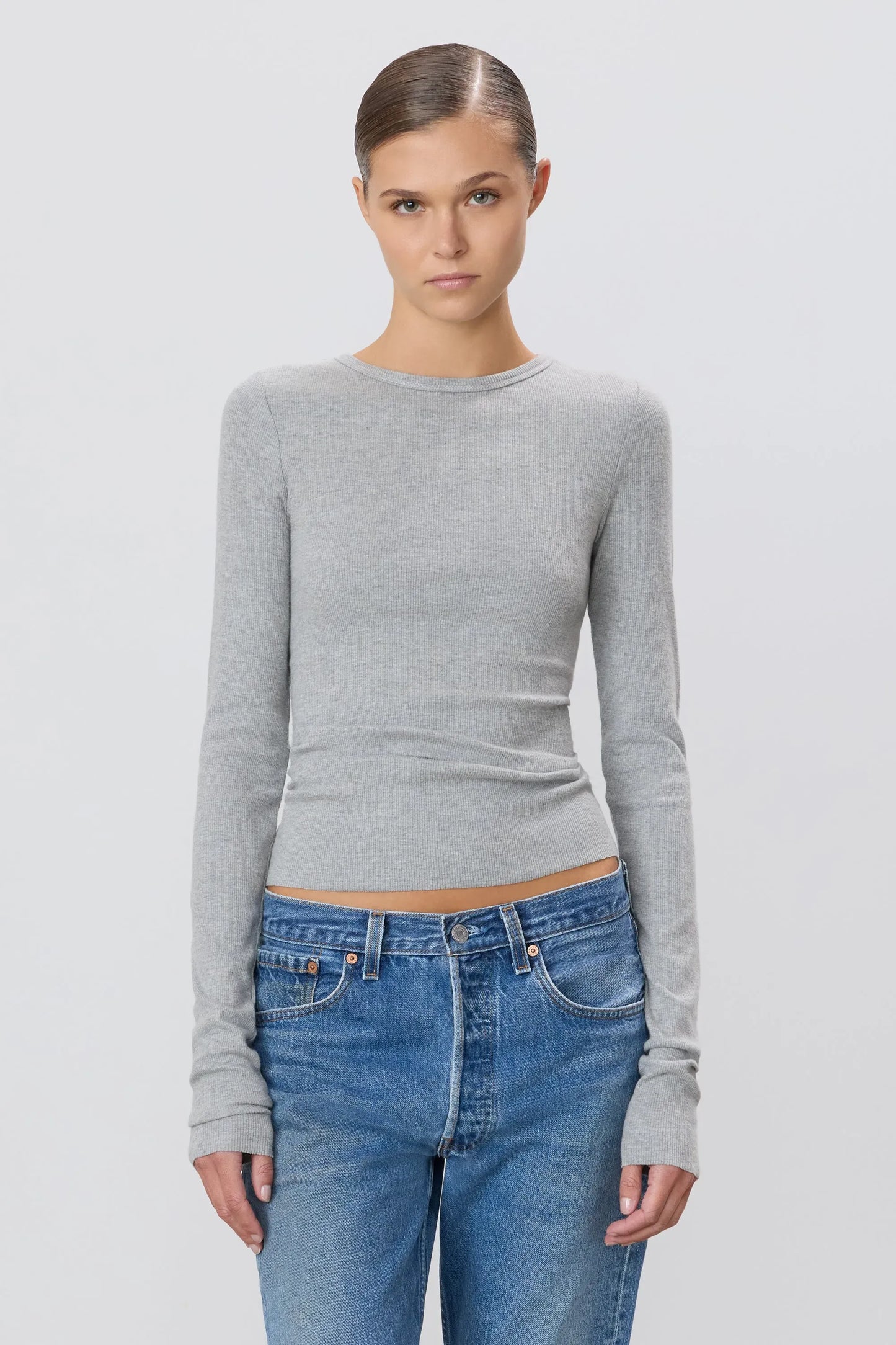 Longsleeve Fitted Top in Heather Grey