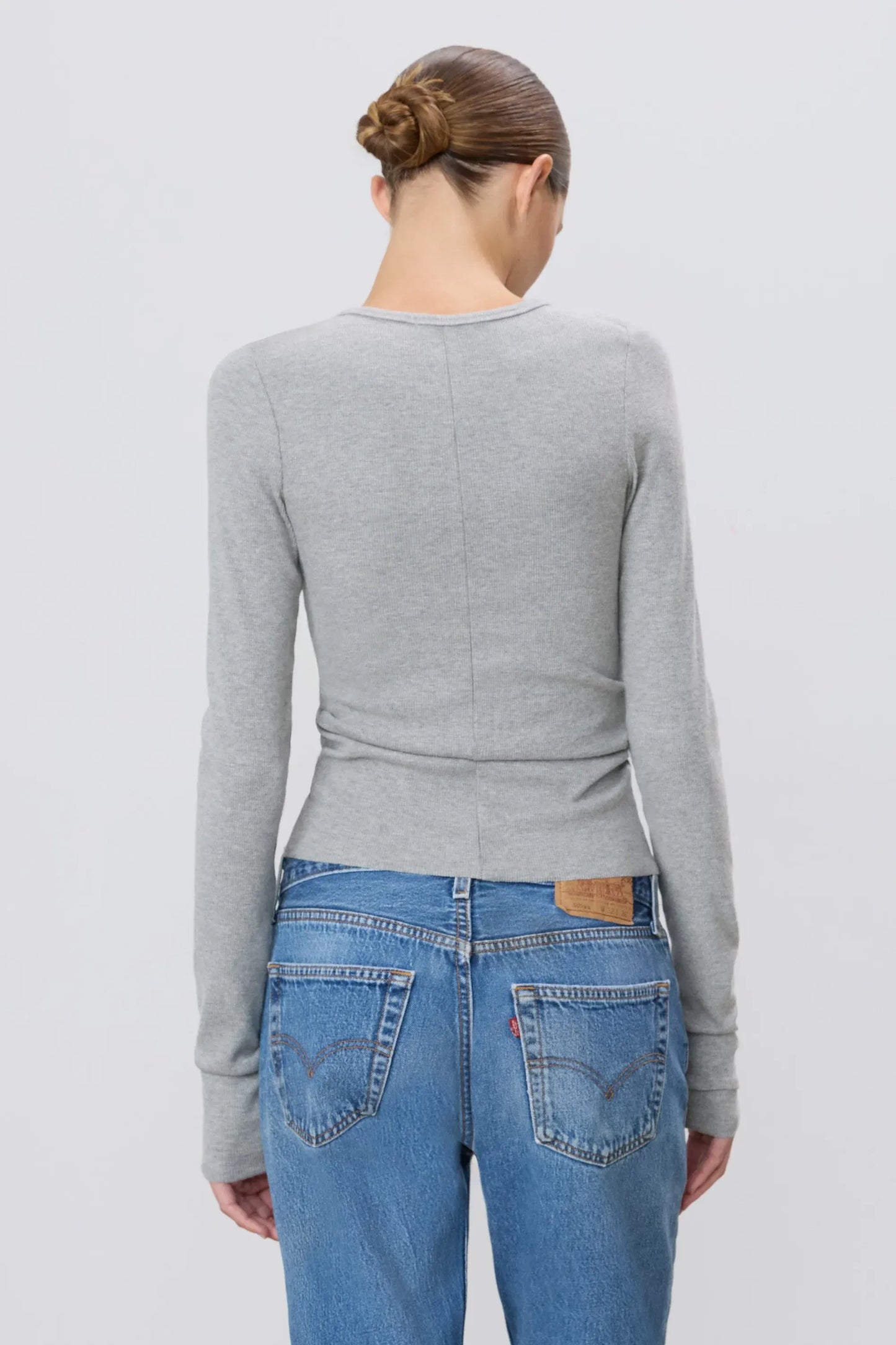 Longsleeve Fitted Top in Heather Grey