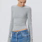 Longsleeve Fitted Top in Heather Grey