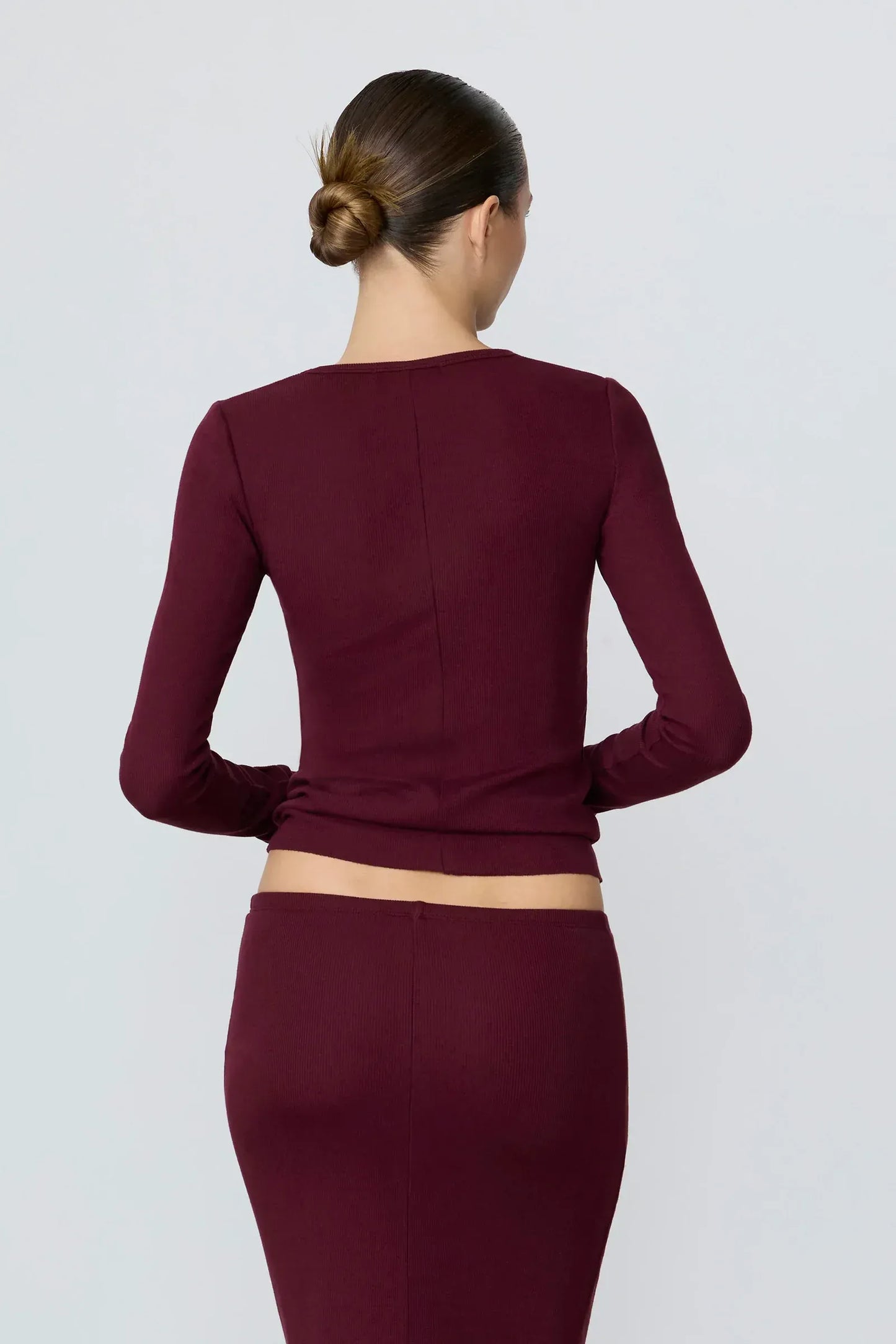Longsleeve Fitted Top in Oxblood