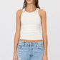 Top High Neck Fitted Tank in Cream