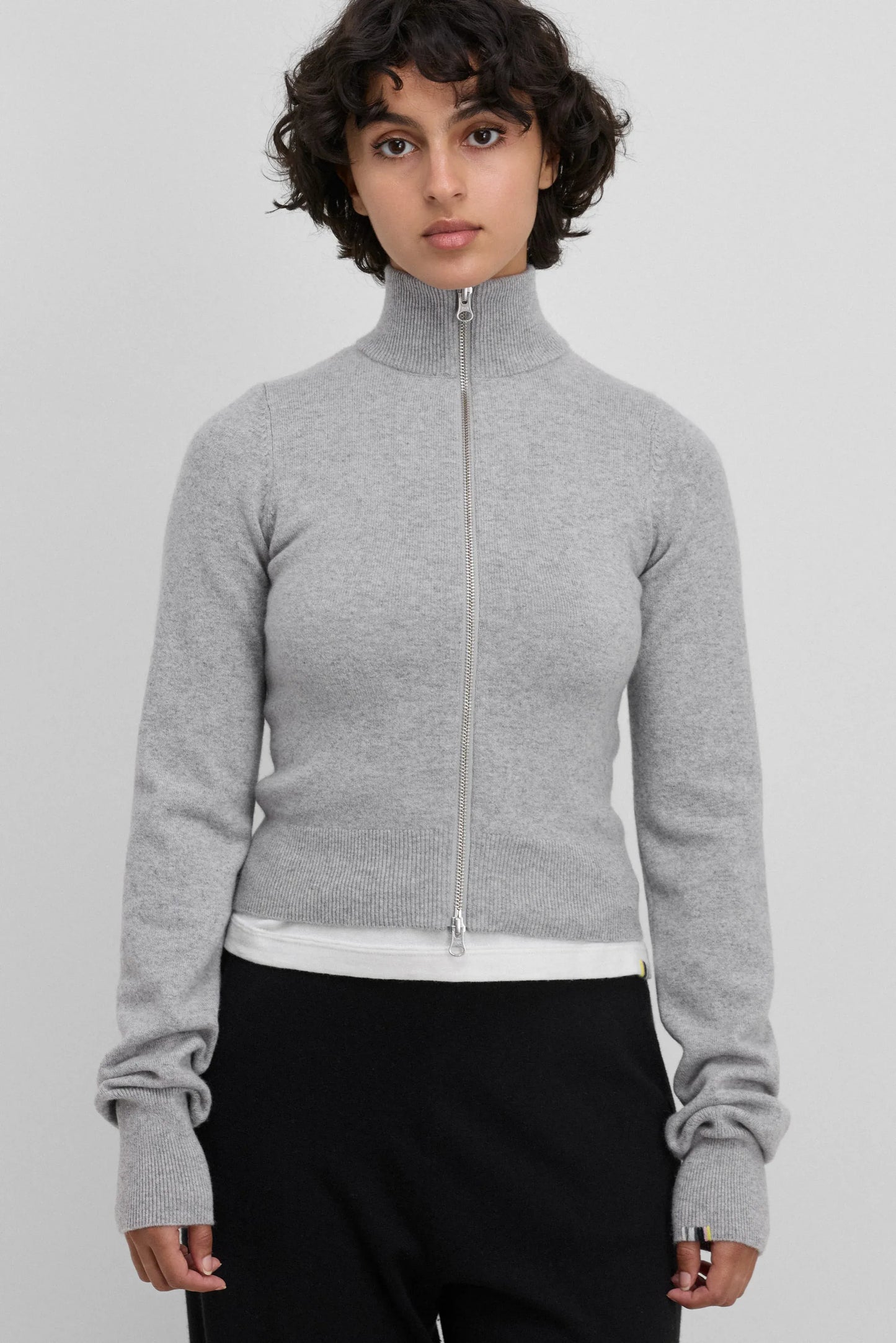 Zip Sweater n°302 Lemon in Grey