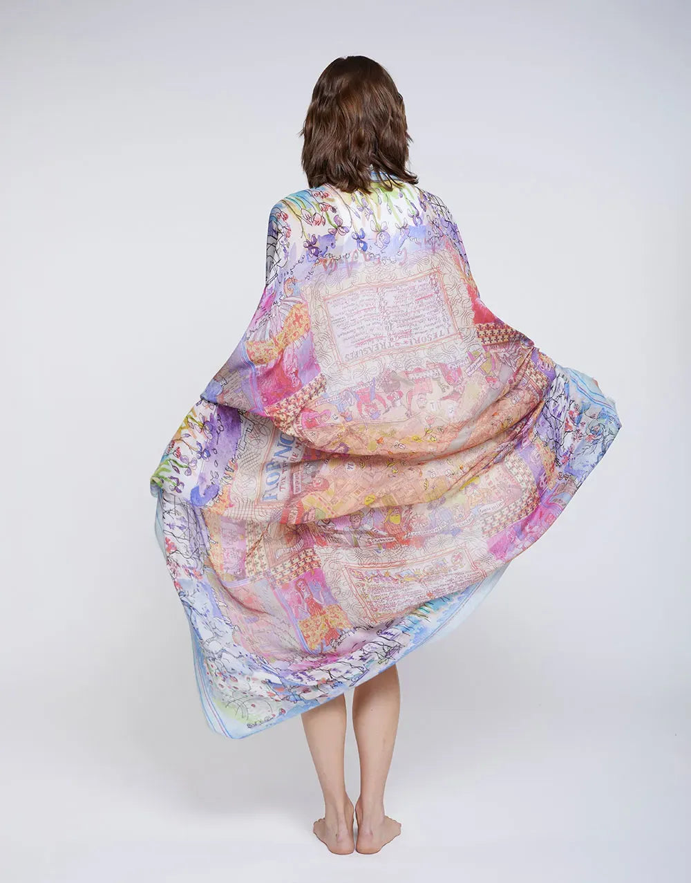 Oversized scarf Florence Map in blue
