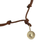 "Madone" pendant bracelet in 9K gold with brown leather strap