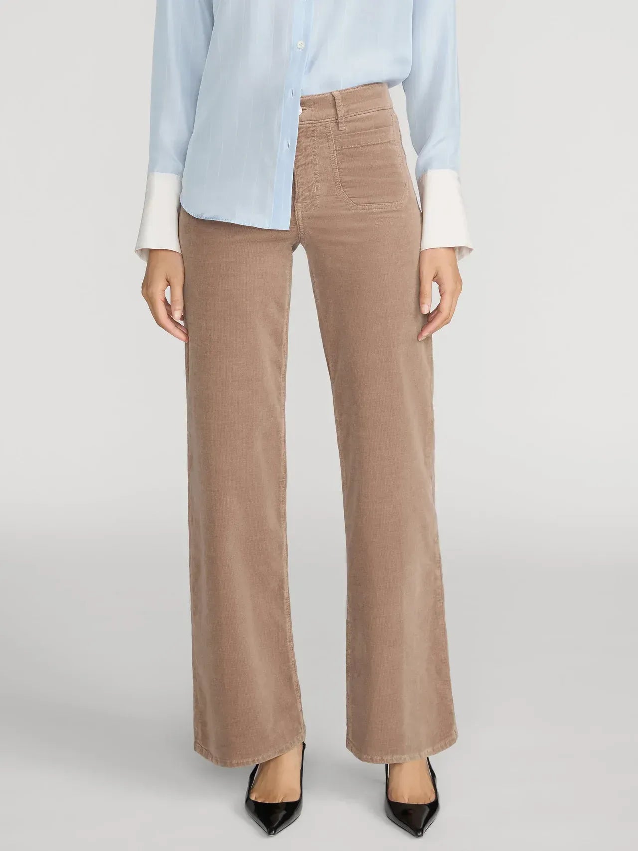 Hose Le Slim Palazzo Modernist Pocket Corduroy in Soft Taupe