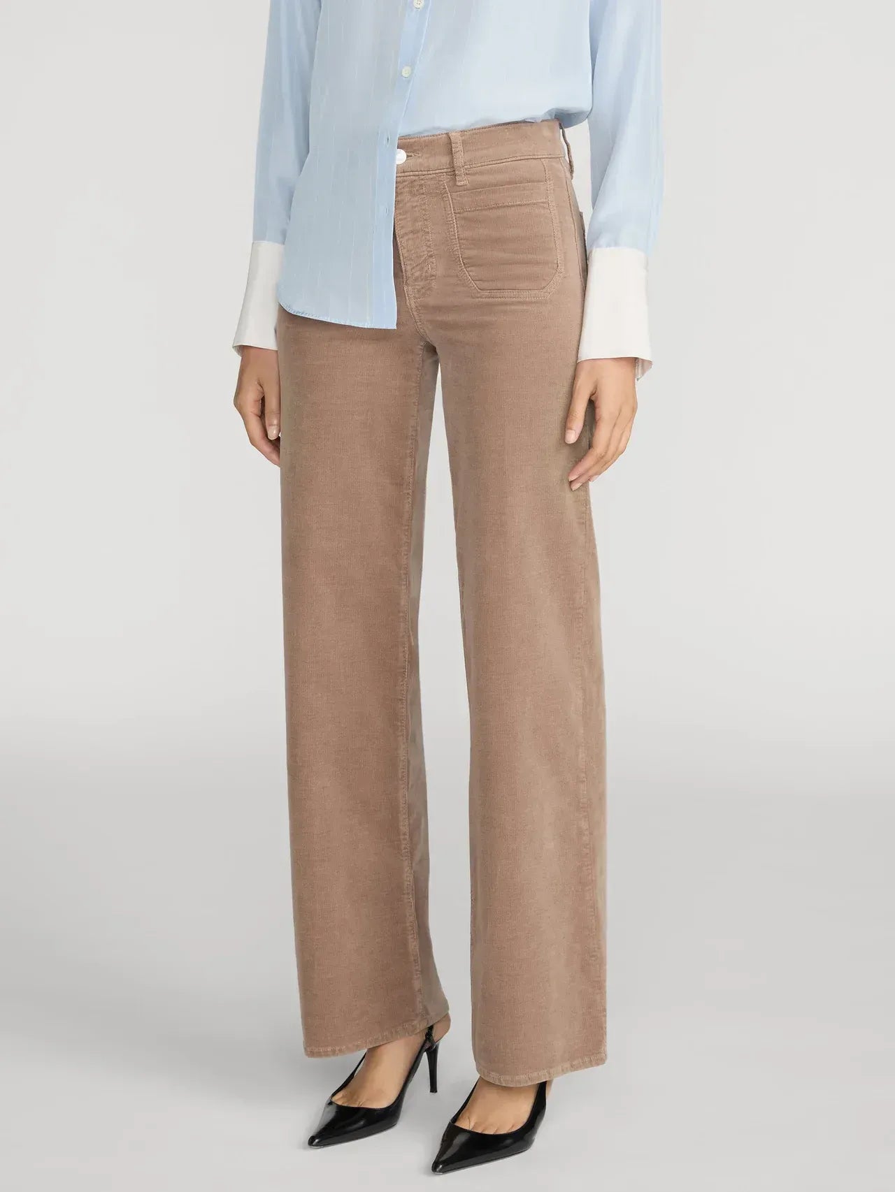 Hose Le Slim Palazzo Modernist Pocket Corduroy in Soft Taupe