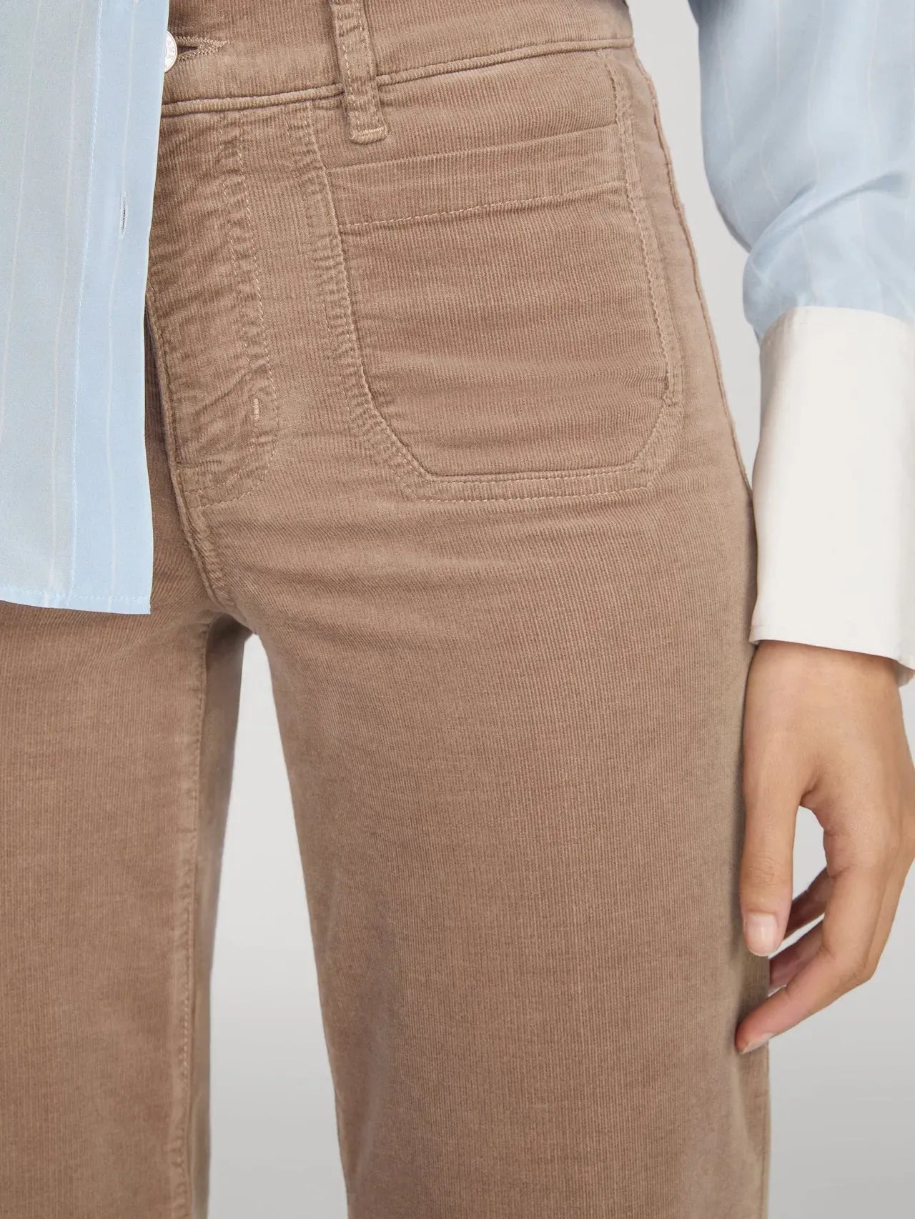 Hose Le Slim Palazzo Modernist Pocket Corduroy in Soft Taupe