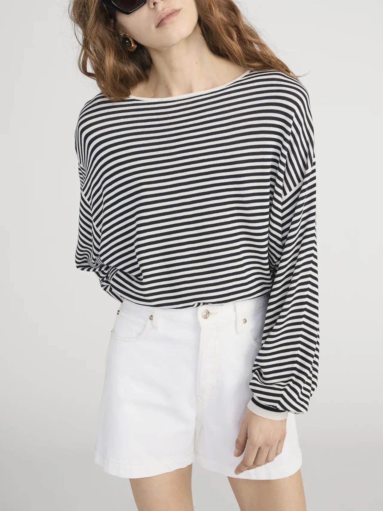 Pullover The Striped Slouchy in Cream Multi