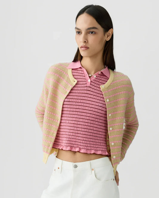 Cardigan Pebble Stripe Jane in Butter Combo