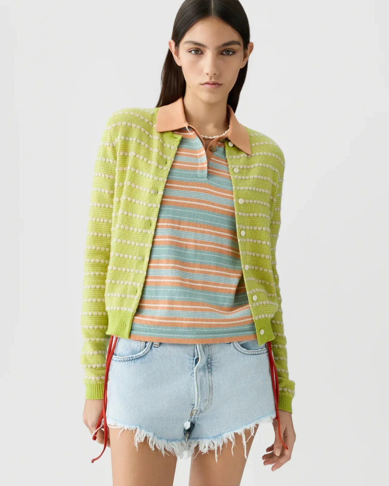 Cardigan Pebble Stripe Jane in Evoo Combo