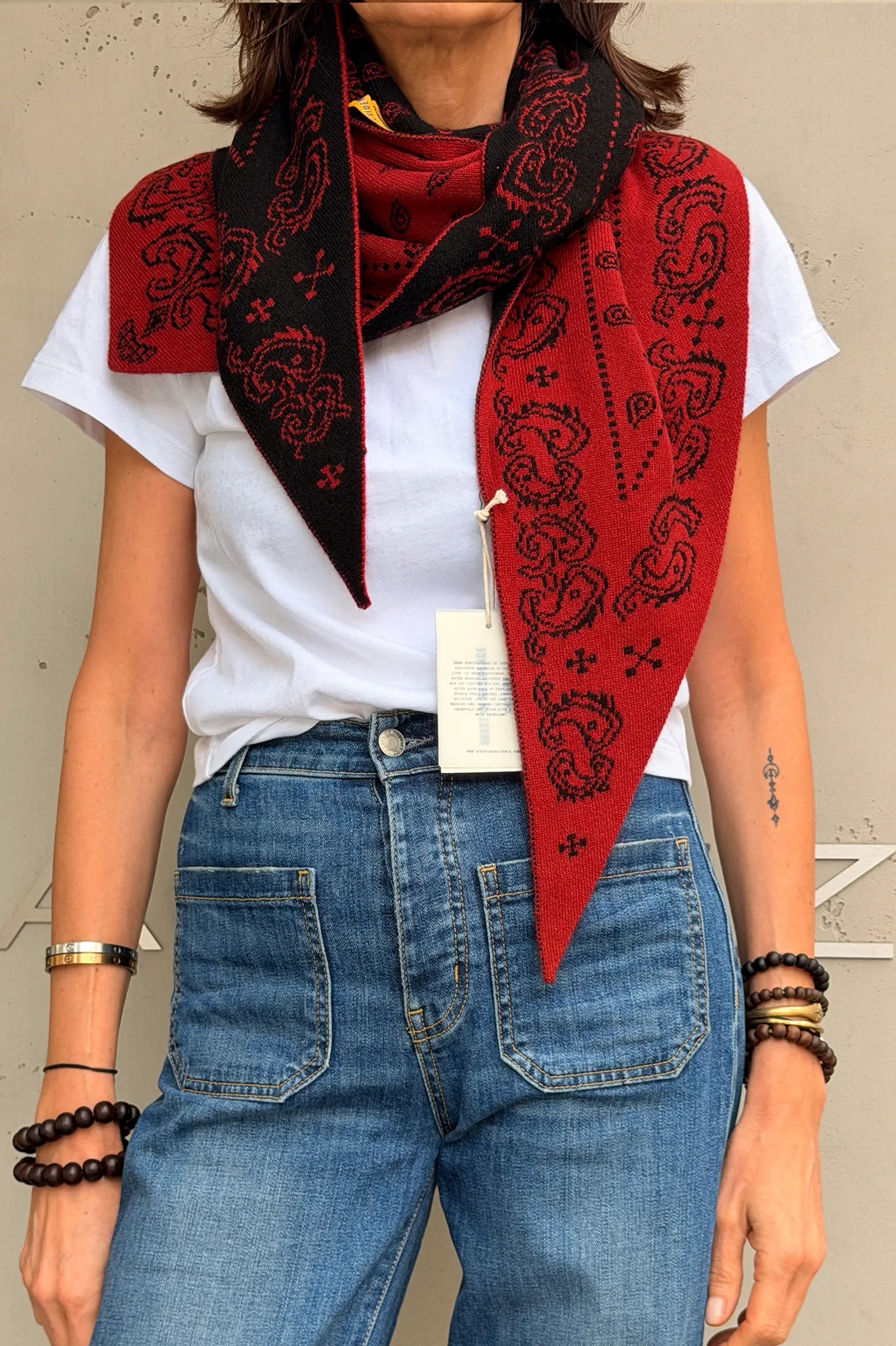 Cashmere Schal The Wild Rag in Carmine/Black