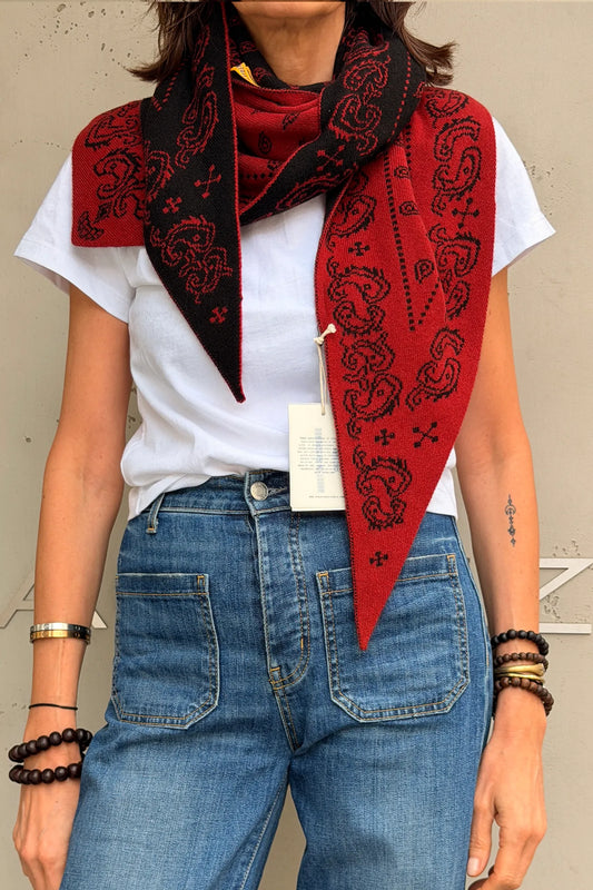 Cashmere Schal The Wild Rag in Carmine/Black