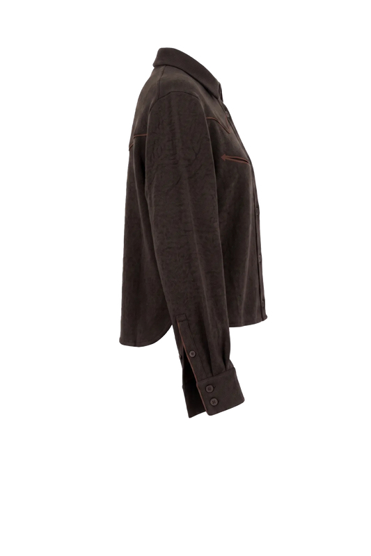 Shirt Cropped Western in Burnt Cocoa