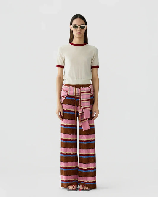 Shirt Airy Ringer in Cream Carmine