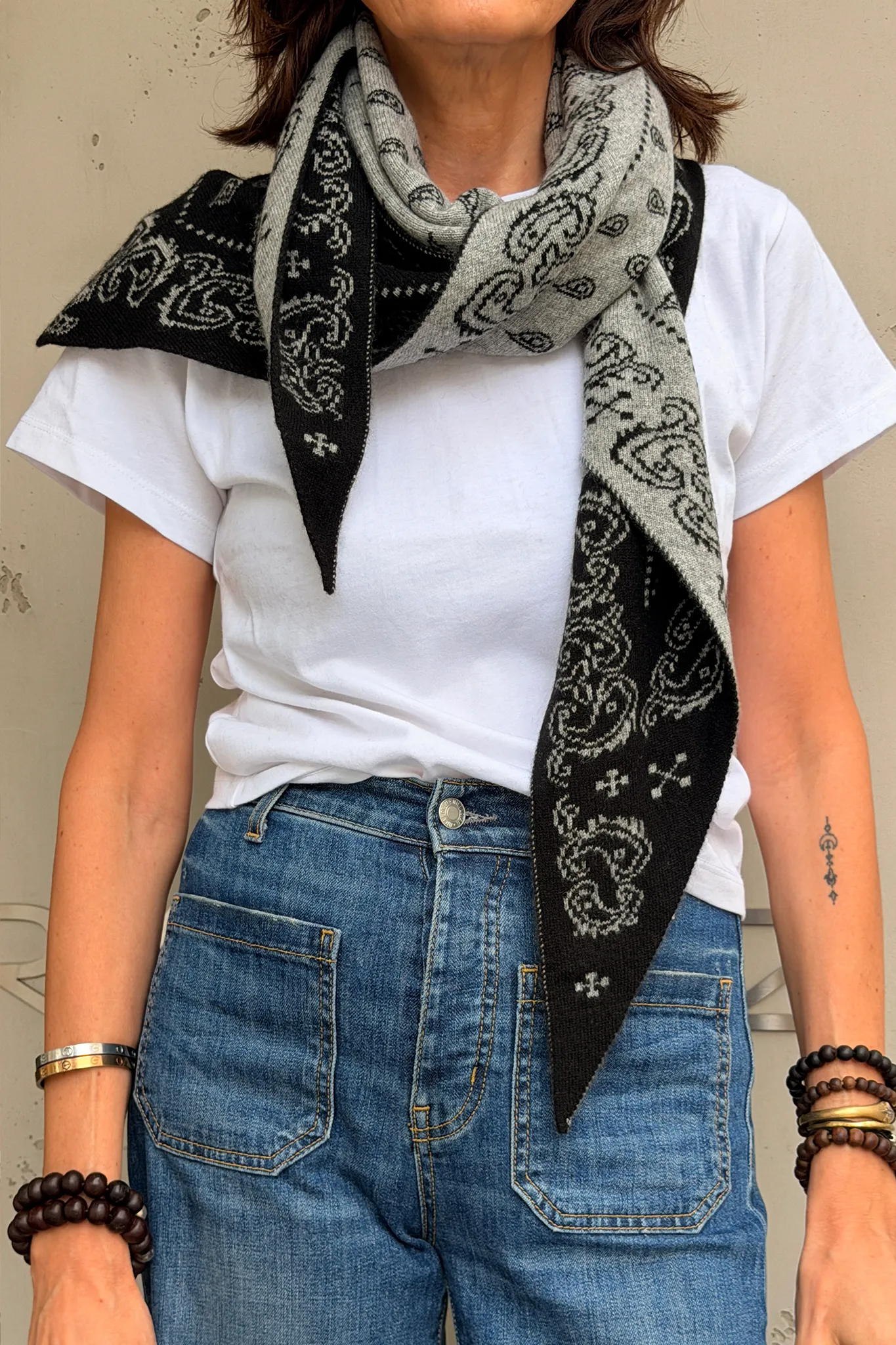 Cashmere Schal The Wild Rag in Black/Heather Grey