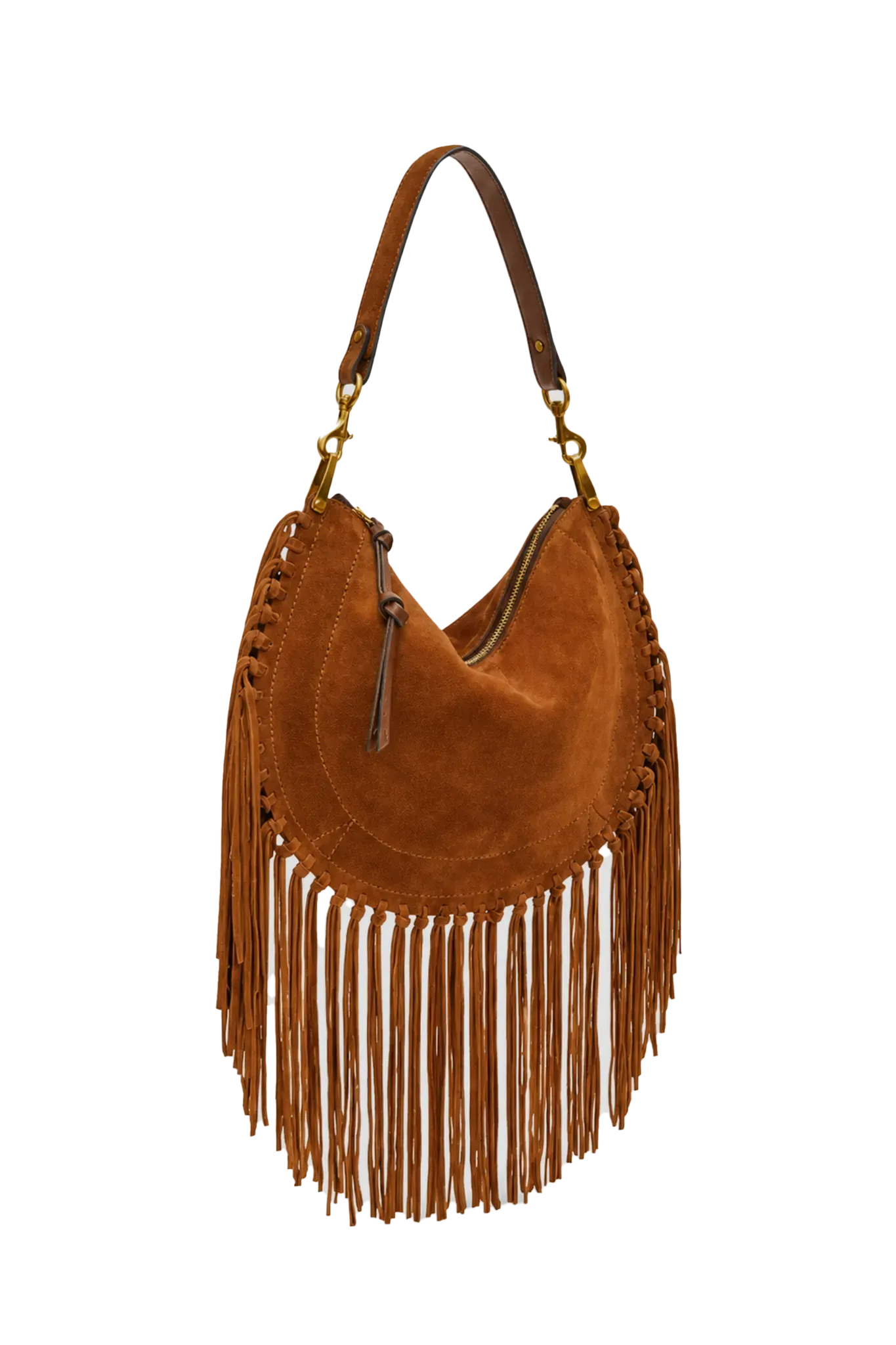 Tasche Oskan Soft Zipped Fringe in Cognac