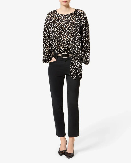Bluse Firma in Black-Ecru