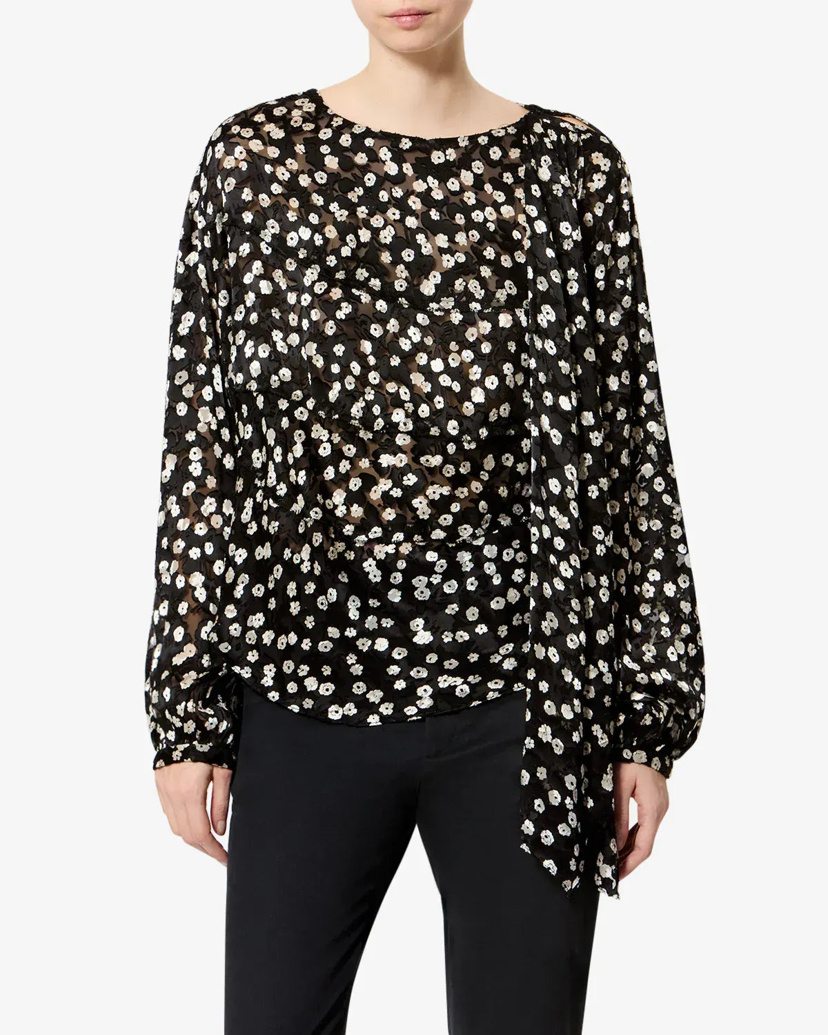 Bluse Firma in Black-Ecru