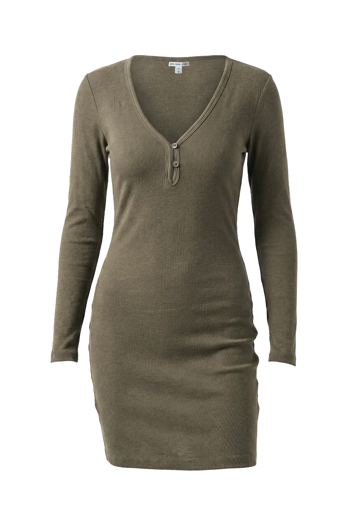 Kleid Cotton Cashmere Ribbed Henley in Birch