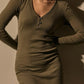 Kleid Cotton Cashmere Ribbed Henley in Birch
