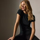Shirt Cotton Cashmere Blend Ribbed Crew in Black
