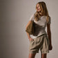 Shirt Cotton Cashmere Blend Ribbed Crew in Ivory