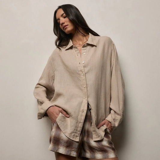 Shirt Linen in Light Khaki