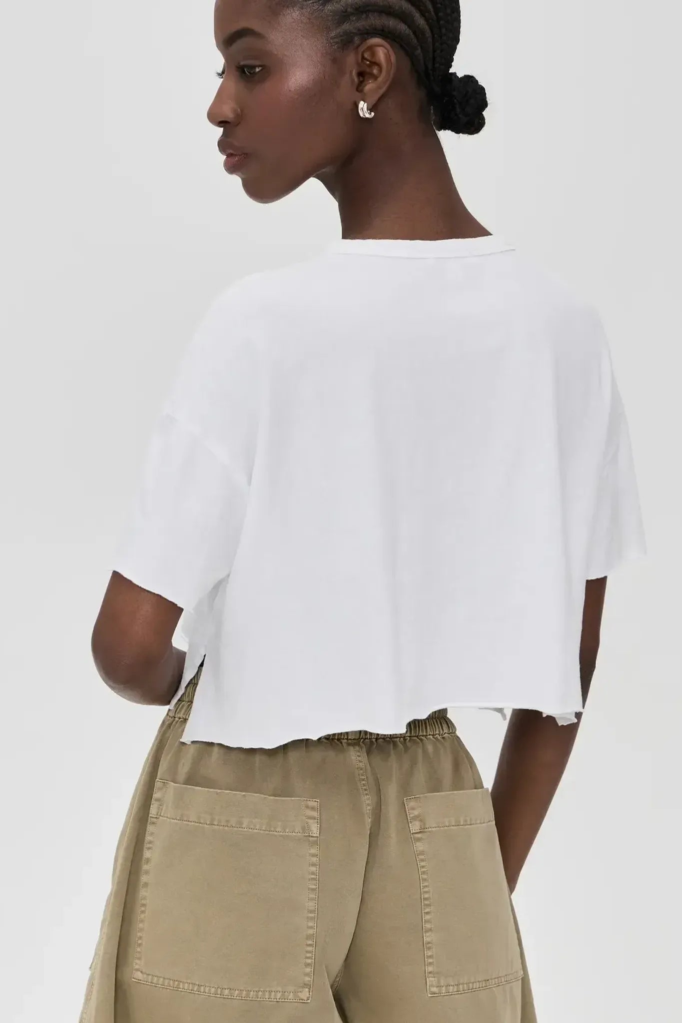 T-Shirt Cropped Relaxed Fit Pocket in White