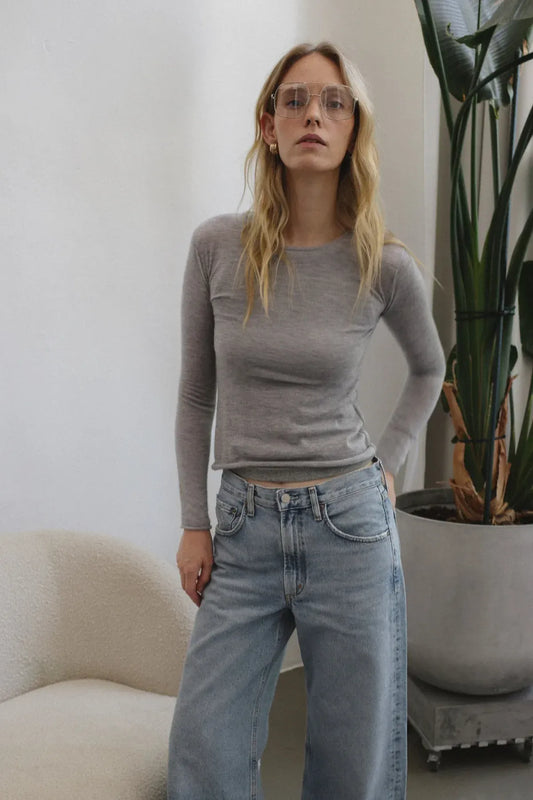 Cashmere Longsleeve Finest in Silver Haze