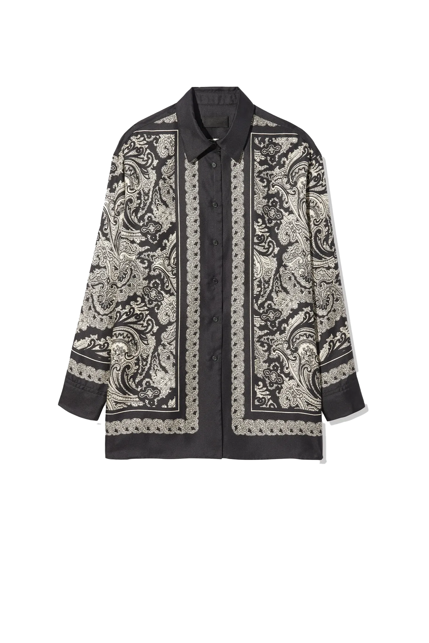 Shirt Alfie Printed Silk in Black/ivory'